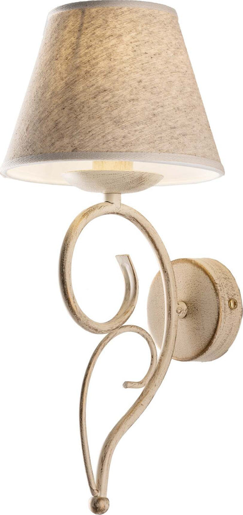 Applique-1-Luce-Vienna-Ferro-Avorio-E-Oro-Con-Paralume-In-Pvc