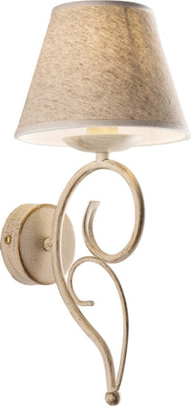 Applique-1-Luce-Vienna-Ferro-Avorio-E-Oro-Con-Paralume-In-Pvc