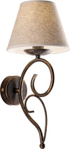 Applique-1-Luce-Vienna-Ferro-Marrone-E-Oro-Con-Paralume-In-Pvc