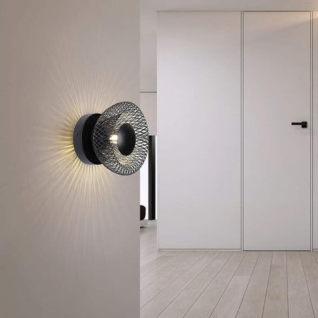 Applique A Parete Lampada Da Muro Decorativa In Metallo Nero Attacco G9 Aq48n Universo