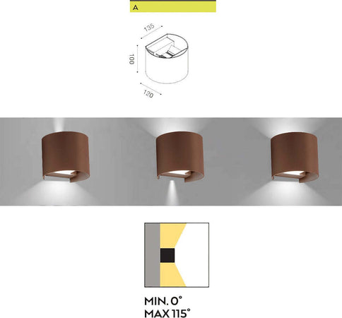 Applique-alluminio-Gea-Led-HENK-R-GES874C-LED-IP54-fascio-regolabile-lampada-parete-biemissione-classica