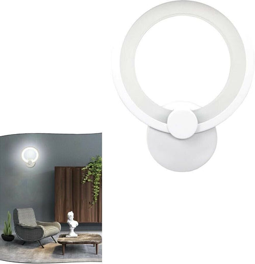 Applique Anello In Vetro Da Parete Luce Bianca Lampada Led Interno 9w Universo