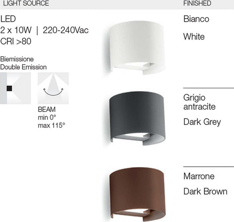 Applique-bianco-Gea-Led-HENK-R-GES875C-LED-3000K-IP65-fascio-regolabile-lampada-parete-biemissione-moderna-esterno