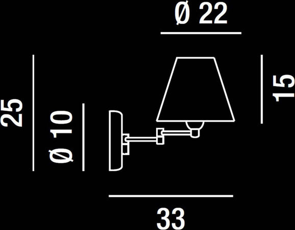 Applique-braccetti-orientabili-Perenz-DOME-HOTEL-4016-CL-E14-LED-paralume-tessuto-lampada-parete
