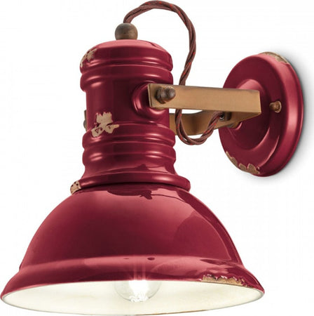 Applique-ceramica-Ferroluce-Retrò-INDUSTRIAL-C1693-E27-LED-vintage-rustica-lampada-parete