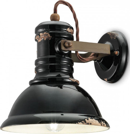 Applique-ceramica-Ferroluce-Retrò-INDUSTRIAL-C1693-E27-LED-vintage-rustica-lampada-parete