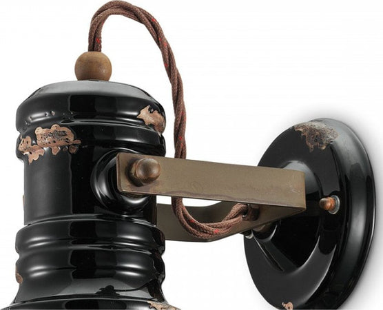 Applique-ceramica-Ferroluce-Retrò-INDUSTRIAL-C1693-E27-LED-vintage-rustica-lampada-parete