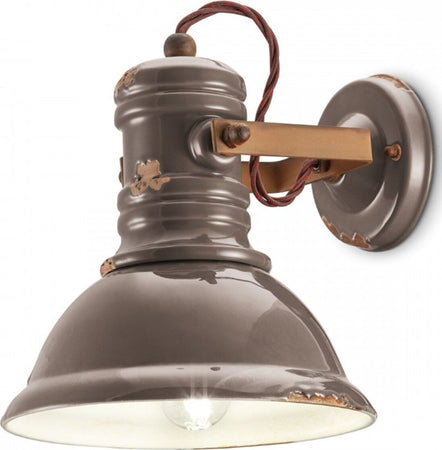 Applique-ceramica-Ferroluce-Retrò-INDUSTRIAL-C1693-E27-LED-vintage-rustica-lampada-parete