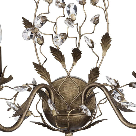 Applique-Classica-Almandita-Acciaio-Marrone-Vetro-Oro-2-Luci-E14