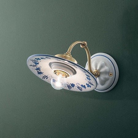 Applique-Classica-Asti-Ceramica-E-Ottone-Satinato-Decorato-Filo-Blu-1-Luce-E27