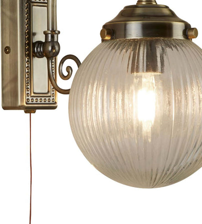 Applique-Classica-Belvue-Acciaio-Ottone-Vetro-Trasparente-1-Luce-E14
