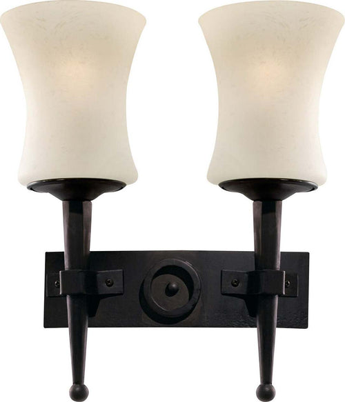 Applique-Classica-Cartwheel-Acciaio-Nero-Vetro-2-Luci-E27