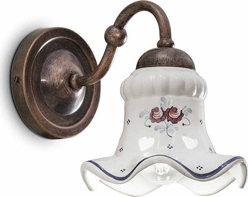 Applique-Classica-Chieti-Metallo-E-Ceramica-Nero-Sfumato-Rame-1-Luce-E14