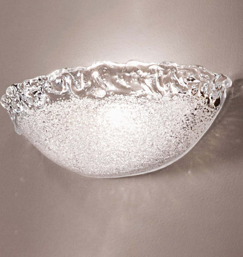 Applique-classica-DUE-P-FROST-2699-AP-E27-LED-vetro-graniglia-cristallo-lampada-parete-vaschetta