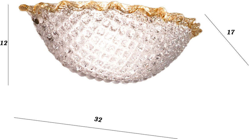 Applique-classica-DUE-P-HIVE-2698-AP-E27-LED-vetro-graniglia-cristallo-ambra-lampada-parete-vaschetta
