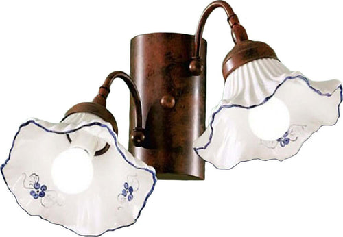 Applique-classica-Due-P-illuminazione-ANNA-AP2-E14-LED-metallo-ceramica-lampada-parete