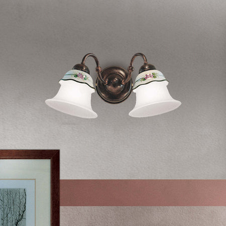 Applique-Classica-Ferrara-Metallo-E-Ceramica-Nero-Sfumato-Rame-2-Luci-E14
