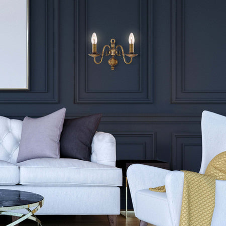 Applique-Classica-Fiammingo-Ottone-2-Luci-E14
