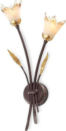 Applique-classica-Flami-ORCHIDEA-6303-A2F-G9-LED-ferro-vetro-lampada-parete