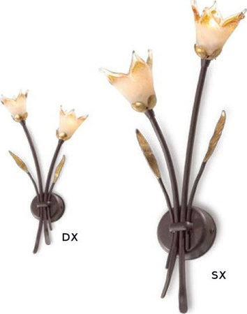 Applique-classica-Flami-ORCHIDEA-6303-A2F-G9-LED-ferro-vetro-lampada-parete