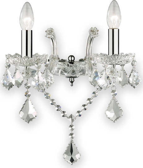 Applique-Classica-Florian-Metallo-Cristallo-Cromo-2-Luci-E14
