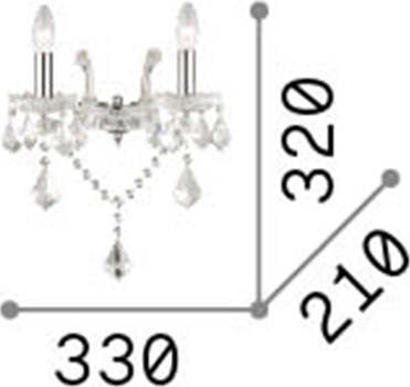 Applique-Classica-Florian-Metallo-Cristallo-Cromo-2-Luci-E14