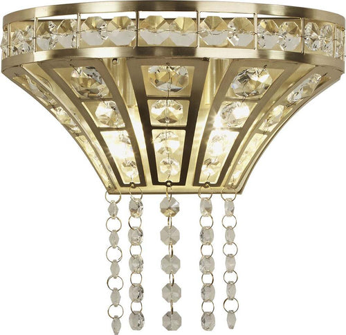 Applique-Classica-Gemma-Acciaio-Ottone-Cristallo-2-Luci-G9
