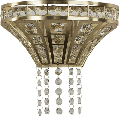 Applique-Classica-Gemma-Acciaio-Ottone-Cristallo-2-Luci-G9