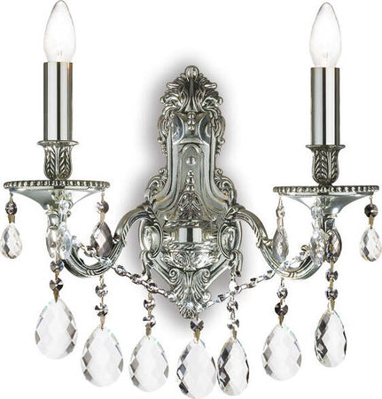 Applique-Classica-Gioconda-Metallo-Cristallo-Argento-2-Luci-E14