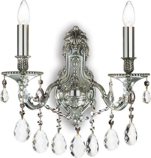 Applique-Classica-Gioconda-Metallo-Cristallo-Argento-2-Luci-E14