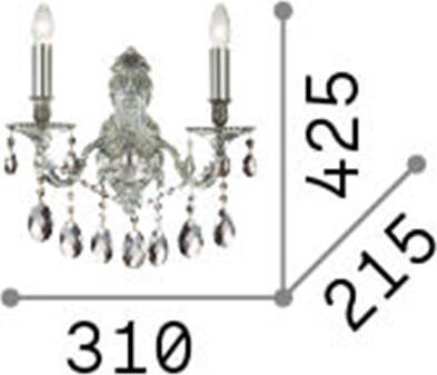 Applique-Classica-Gioconda-Metallo-Cristallo-Argento-2-Luci-E14