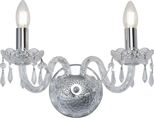 Applique-Classica-Hale-Acciaio-Cromo-Vetro-Trasparente-2-Luci-E14