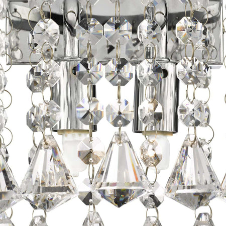 Applique-Classica-Hanna-Acciaio-Cromo-Vetro-Trasparente-2-Luci-G9