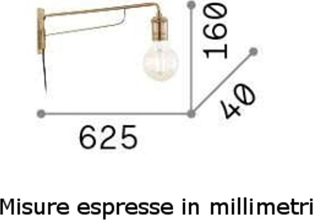 Applique-classica-Ideal-Lux-TRIUMPH-160214-AP1-E27-LED-orientabile-metallo-lampada-parete