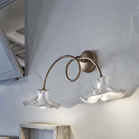 Applique-Classica-Lecco-Metallo-E-Ceramica-Ruggine-Decorato-2-Luci-E14
