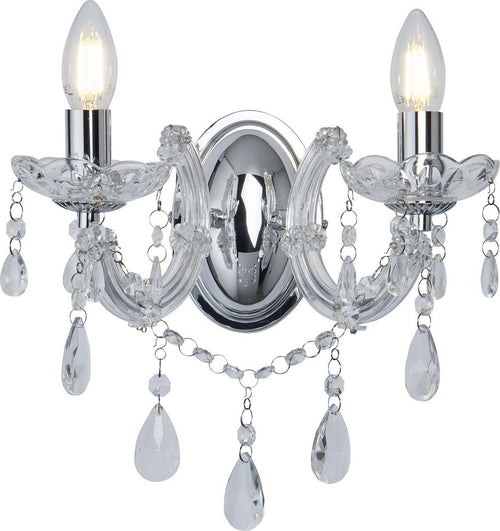 Applique-Classica-Marie-Therese-Acciaio-Cromo-Vetro-2-Luci-E14