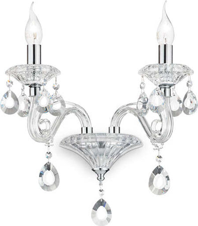 Applique-Classica-Negresco-Metallo-Cristallo-Trasparente-2-Luci-E14