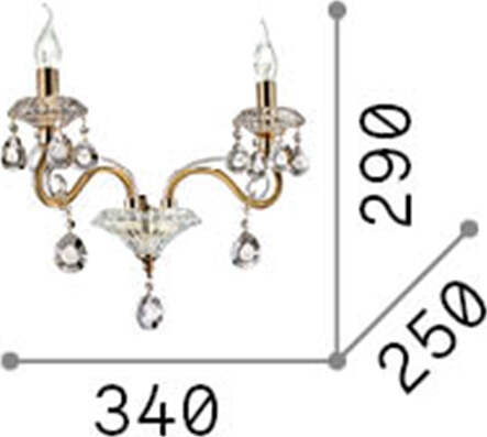 Applique-Classica-Negresco-Metallo-Cristallo-Trasparente-2-Luci-E14
