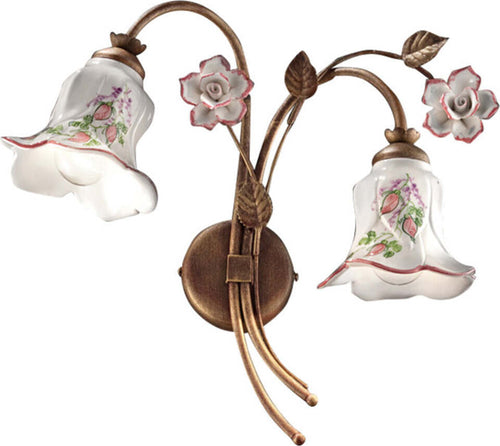 Applique-Classica-Pisa-Metallo-E-Ceramica-Ruggine-Sfumato-Oro-2-Luci-E14
