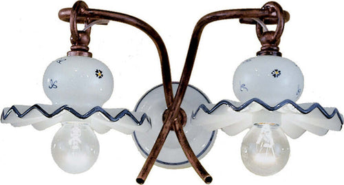 Applique-Classica-Roma-Metallo-E-Ceramica-Nero-Sfumato-Rame-2-Luci-E14