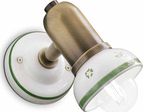 Applique-Classica-Savona-Ceramica-E-Ottone-Brunito-Decorato-1-Luce-E14