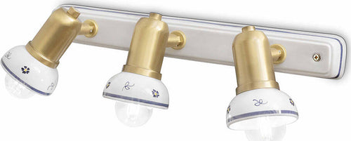 Applique-Classica-Savona-Ceramica-E-Ottone-Satinato-Decorato-Filo-Blu-3-Luci-E14