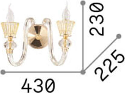 Applique-Classica-Strauss-Vetro-Oro-2-Luci-E14