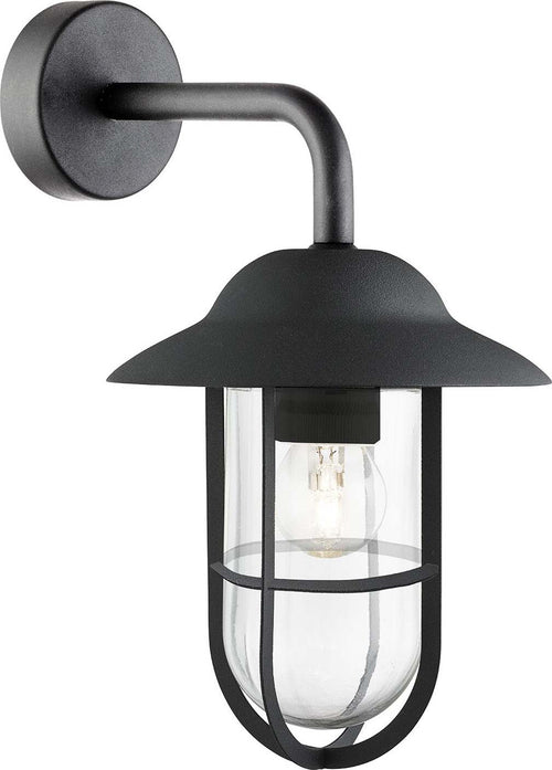 Applique-Classica-Toronto-Acciaio-Nero-Vetro-Trasparente-1-Luce-E27
