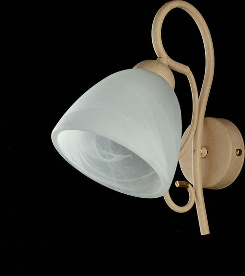 Applique-Classico-1-Luce-Ferro-Avorio-Decapé-e-Vetro-Bianco-Serie-Antico