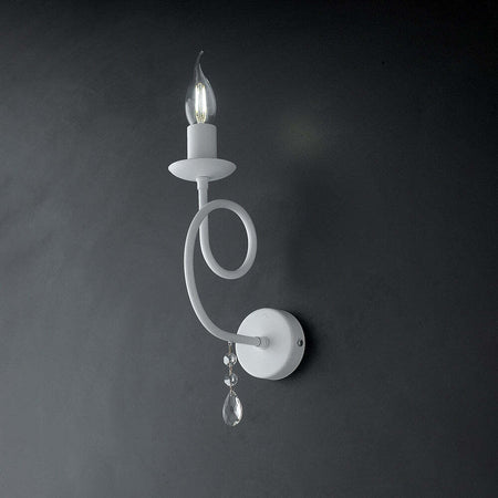 Applique-Classico-1-Luce-Ferro-Bianco-Shabby-e-Cristalli-Serie-Elegant