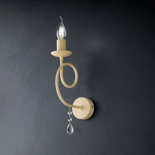Applique-Classico-1-Luce-Ferro-Decapé-Avorio-e-Cristalli-Serie-Elegant