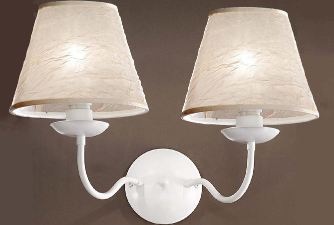 Applique-classico-Due-P-illuminazione-2597-AP2-CP-E14-LED-metallo-tessuto-lampada-parete