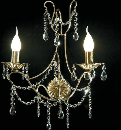 Applique-classico-Flami-illuminazione-IRIDE-6980-A2F-E14-LED-metallo-cristallo-lampada-parete