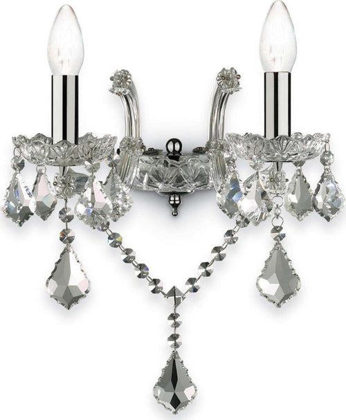 Applique-classico-Ideal-Lux-FLORIAN-AP2-CROMO-035642-E14-LED-cristallo-lampada-parete